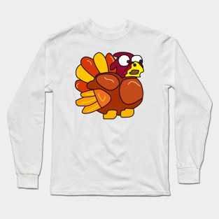 Chicken Turkey (eyes looking down right and facing the right side) - Thanksgiving Long Sleeve T-Shirt